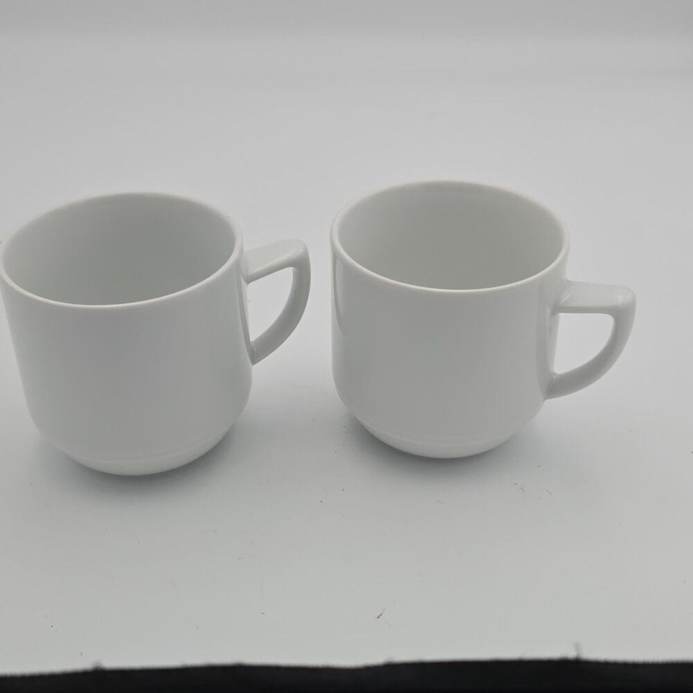Set of 2 Schönwald Germany 617 White Porcelain Coffee Mugs Restaurant Hotel Ware